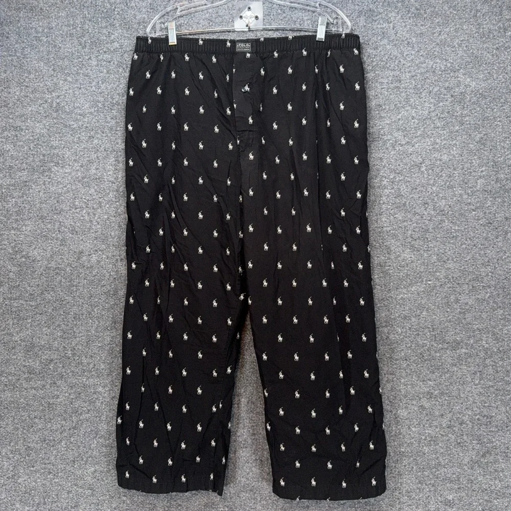 Polo Ralph Lauren Pajama Pants Mens Large Black Pony Logo Sleepwear Loungewear